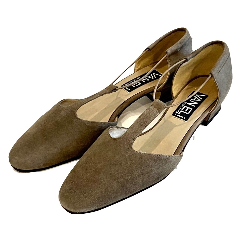 Vaneli Heels in Taupe Suede Leather Slip-on Casual / Dressy Flats Size 7 1/2 N